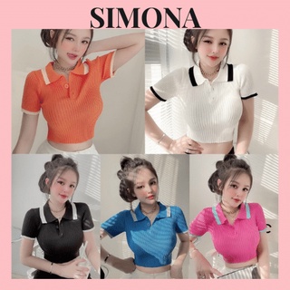 Áo Len Mongtoghi mỏng dáng croptop cổ bẻ