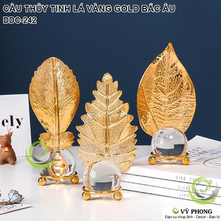 TRÁI CẦU THỦY TINH LÁ SẮT GOLDEN VINTAGE PHONG CÁCH BẮC ÂU NORDIC TRANG TRÍ CHỤP HÌNH ĐẠO CỤ CHỤP ẢNH SẢN PHẨM DDC-242