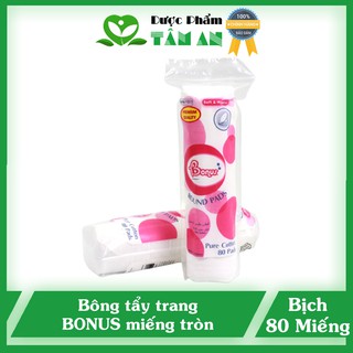 Bông tẩy trang Bonus ⚡ 𝑪𝒉𝒊́𝒏𝒉 𝒉𝒂̃𝒏𝒈 ⚡ Giúp làm sạch lỗ chân lông, cho làn da sáng mịn - Bịch tròn 80 miếng