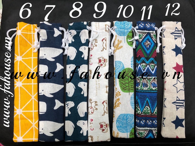 HCM- Túi vải đựng ống hút inox nhiều mẫu cute | BigBuy360 - bigbuy360.vn