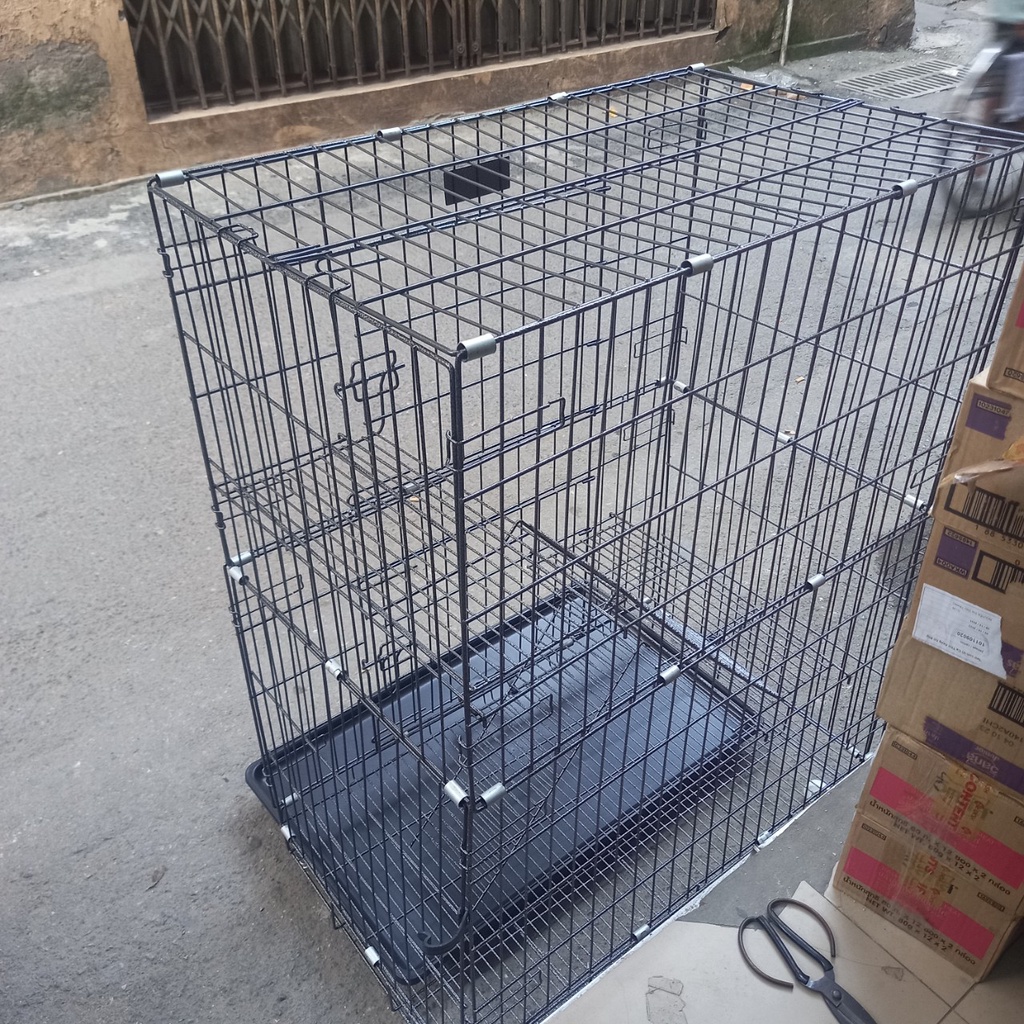 Lồng mèo 2 tầng 40cmx75cmx 120cm, lồng vân đá cao cấp tặng khay vệ sinh