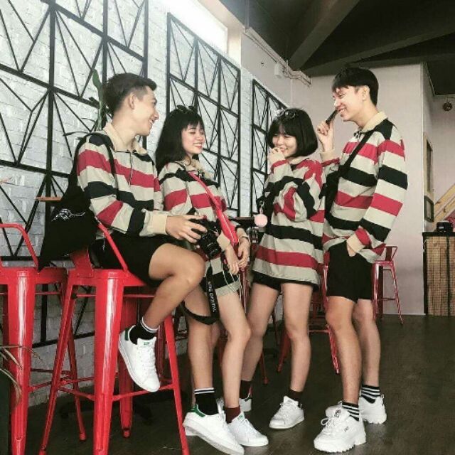 Áo kẻ khóa kt