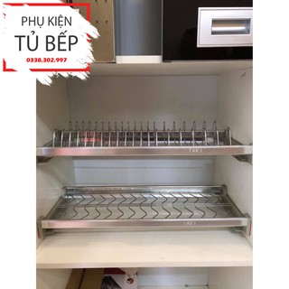 Giá bát đĩa cố định lắp tủ bếp trên khung nhôm nan inox 304 cao cấp cực đẹp cho tủ bếp nhập khẩu