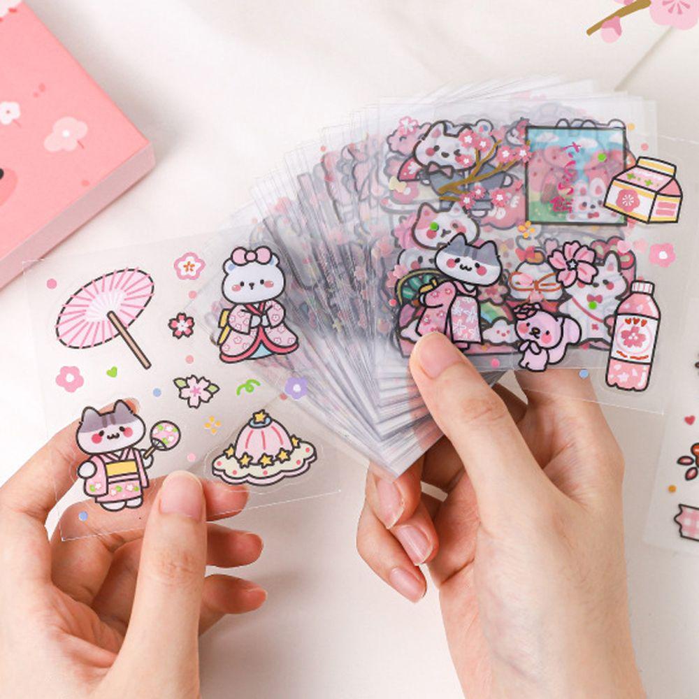 Miếng Dán PVC Hình Động Vật Dễ Thương Dùng Trang Trí Nhật Ký / Sổ Tay