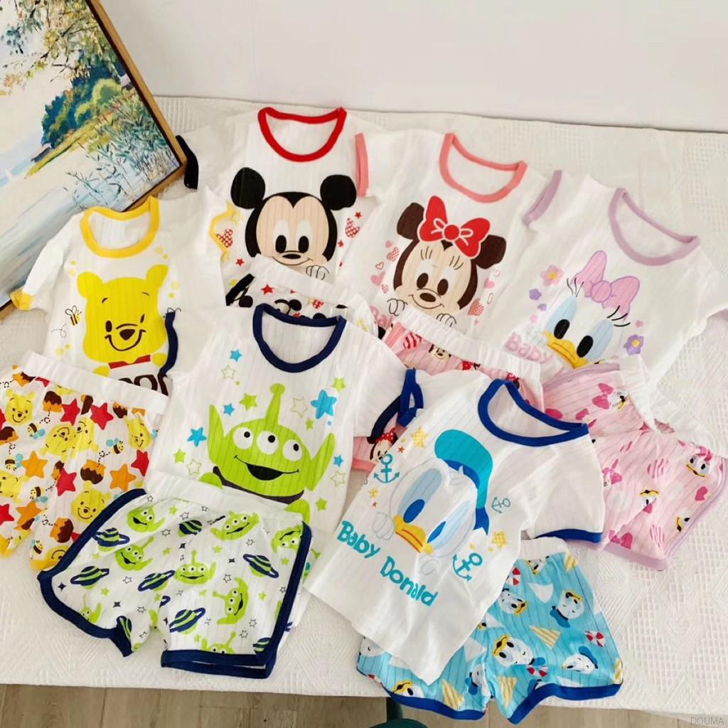 Bộ áo thun ngắn tay + quần short năng động cho bé trai và gái