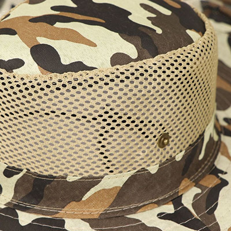 Nón Vành Rộng Họa Tiết Rằn Ri Phối Lưới Thời Trang Mùa Hè Cho Nam Và Nữ