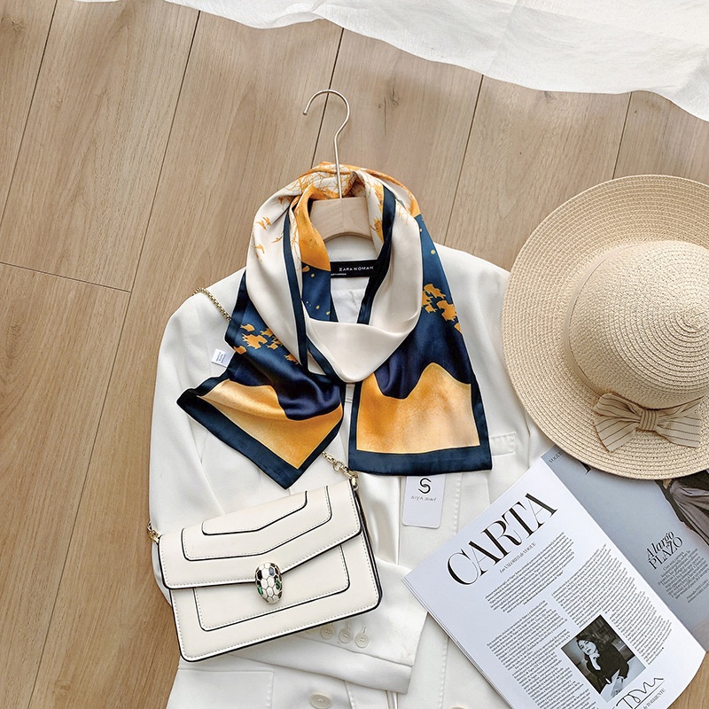 Khăn Choàng Lụa In Tranh Sơn Dầu Phong Cách Retro Pháp Thời Trang Hàng Mới 24H