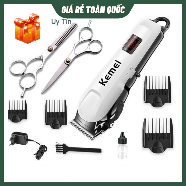 Tông Đơ Cắt Tóc Chuyên Nghiệp Không Dây KEMEI KM-809A Tặng Bộ Kéo Hàng Chính Hãng