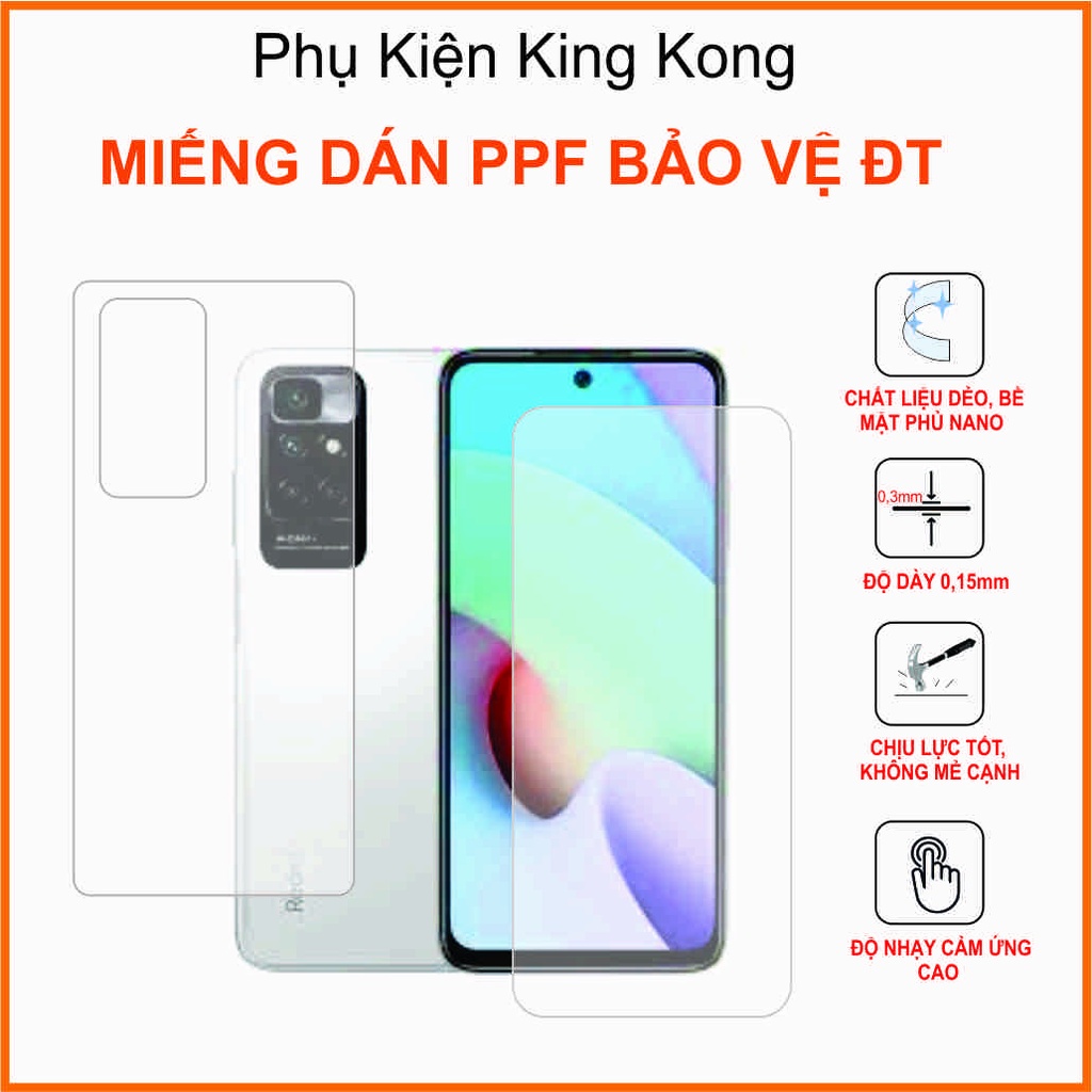 Miếng dán Ppf cho Xiaomi Redmi 11 prime 5G Dán  nhám chống bám vân tay