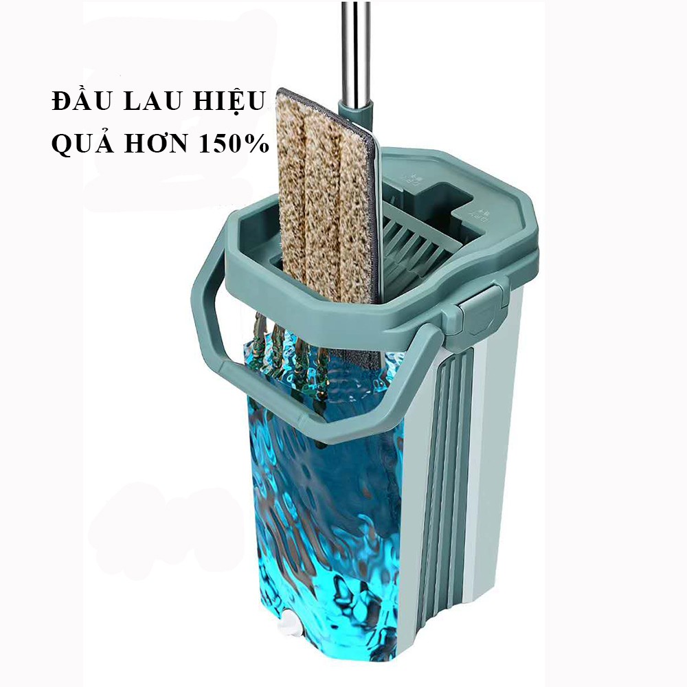 Bộ cây lau nhà chổi lau nhà tự vắt 360 độ thông minh, hàng chính hãng cao cấp tặng kèm 2 bông lau tiện lợi