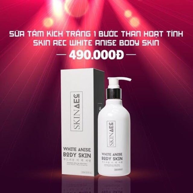 SỮA TẮM KÍCH TRẮNG THAN HOẠT TÍNH - SKIN AEC