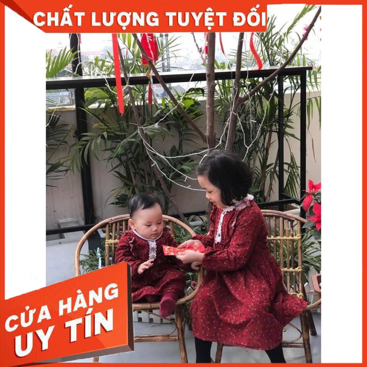 Váy Đầm Thu Đông Cho Bé Gái Dáng Xòe Công Chúa,Váy đầm kiểu baby doll vintage hàn quốc dáng xòe họa tiết ren bé gái