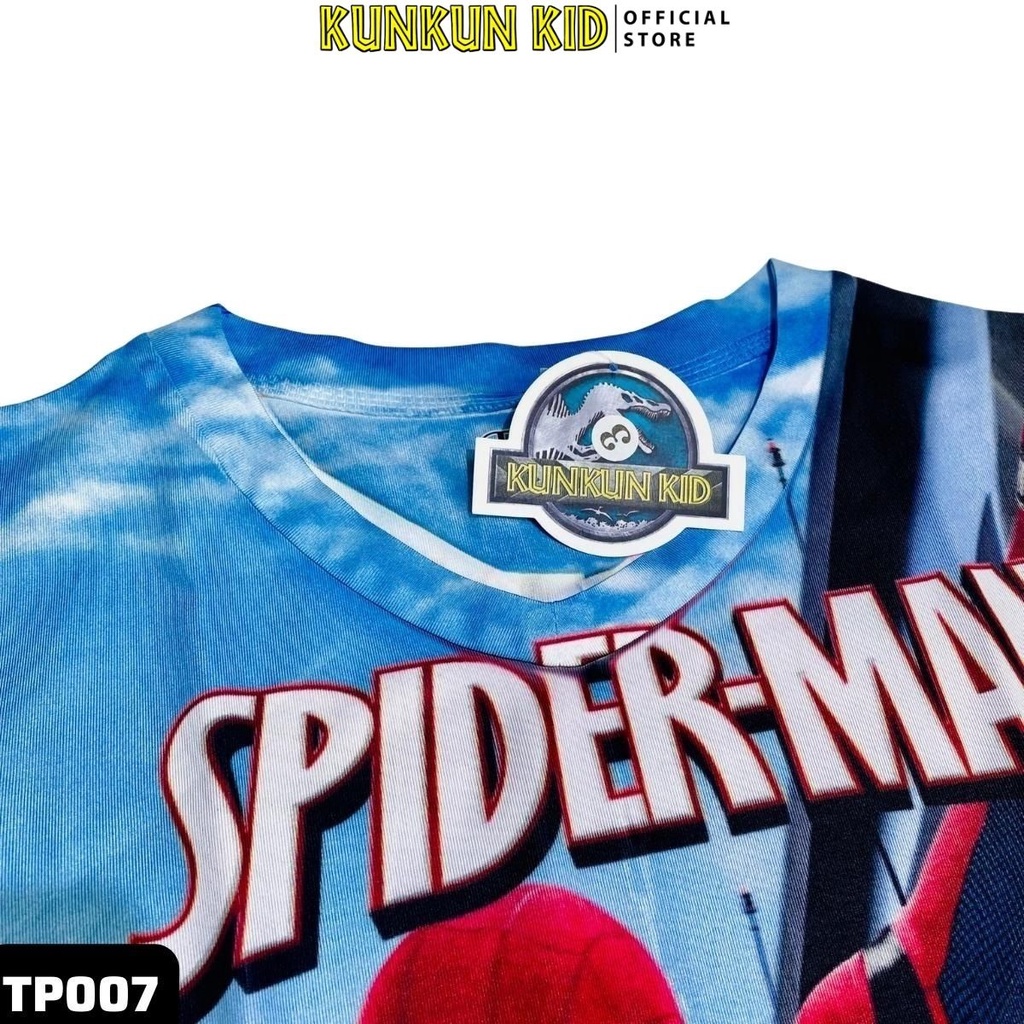 Đồ bộ bé trai thun lạnh in hình người nhện Spiderman Kunkun Kid TP007, quần áo trẻ em size đại từ 10kg-40kg