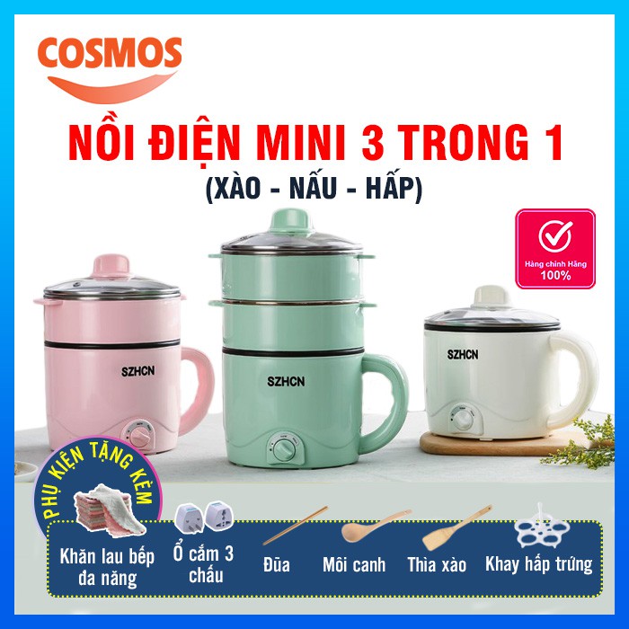 Nồi Điện Đa Năng Chống Dính Cao Cấp, Nồi Lẩu Điện Mini Đa Năng Tiện Dụng Nấu Mì, Nấu Cháo, Hầm Canh,... Cosmos