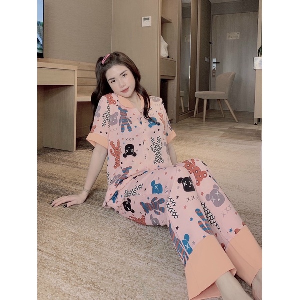 Đồ Bộ Pijama Nữ Lụa Mango Cao Cấp,Tay Ngắn Quần Dài,Chất Vải Mềm Mịn | BigBuy360 - bigbuy360.vn