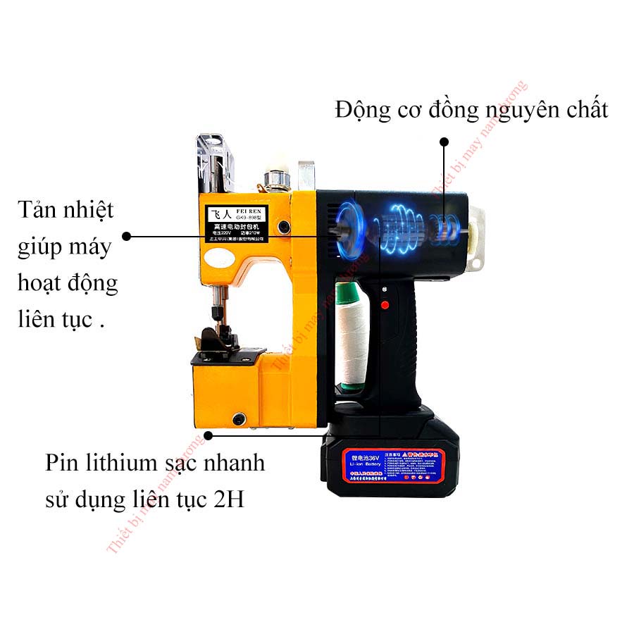 Máy khâu bao cầm tay chạy pin GK9-500  may nhiều loại bao nhỏ gọn tiện lợi &gt; pin sạc nhanh