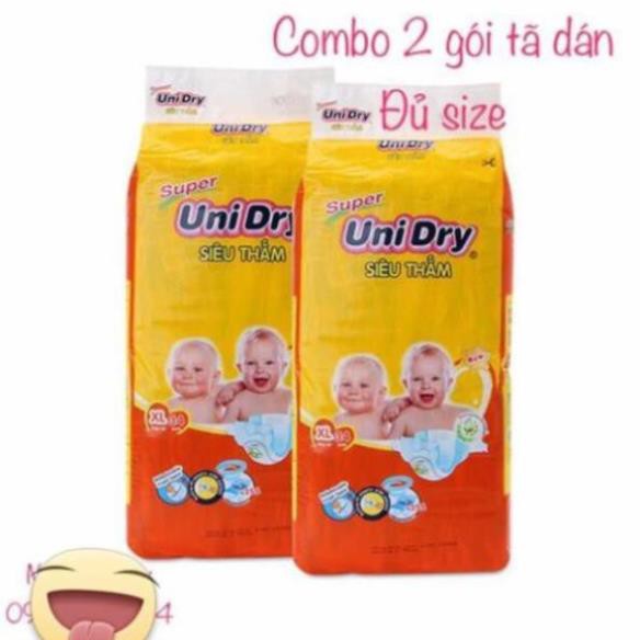 Combo 2 bịch tã dán Unidry S46*2/M42*2/L38*2/XL34*2