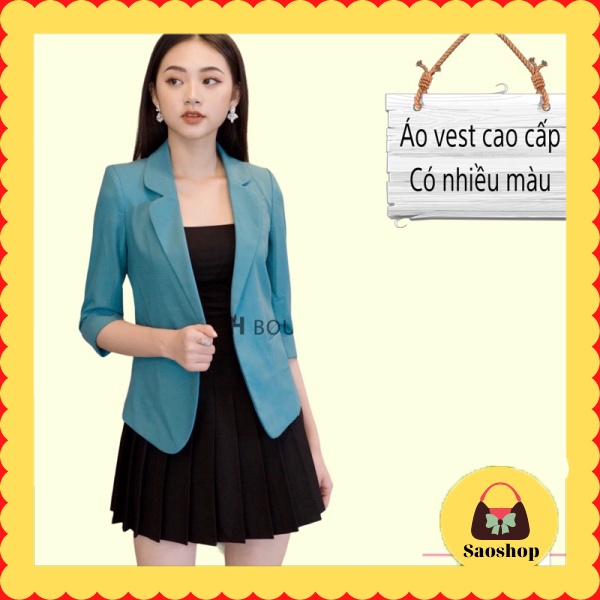 Áo Vest Nữ công sở khoác ngoài cao cấp loại áo 1 cúc tay lỡ