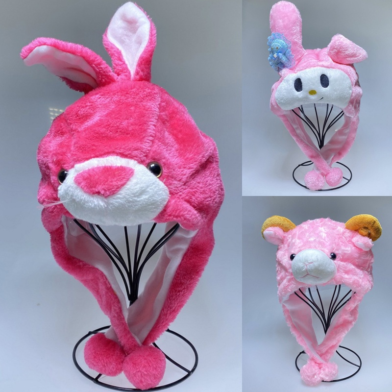 Mũ Beanie Nhồi Bông Giữ Ấm Mùa Đông Hình Động Vật Dễ Thương Cho Bé