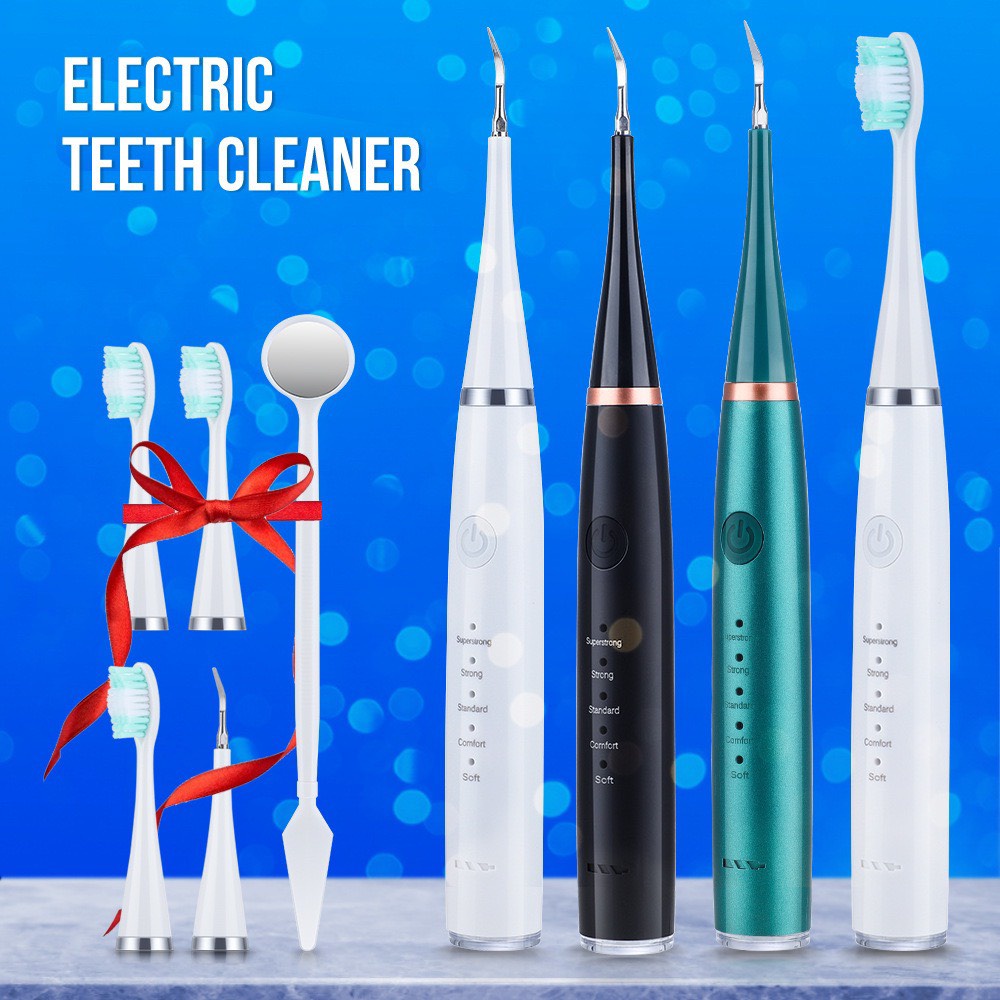 MÁY VỆ SINH RĂNG MIỆNG - Máy cạo vôi răng bằng sóng siêu âm - BÀN CHẢI ĐIỆN SẠC PIN 6 IN 1