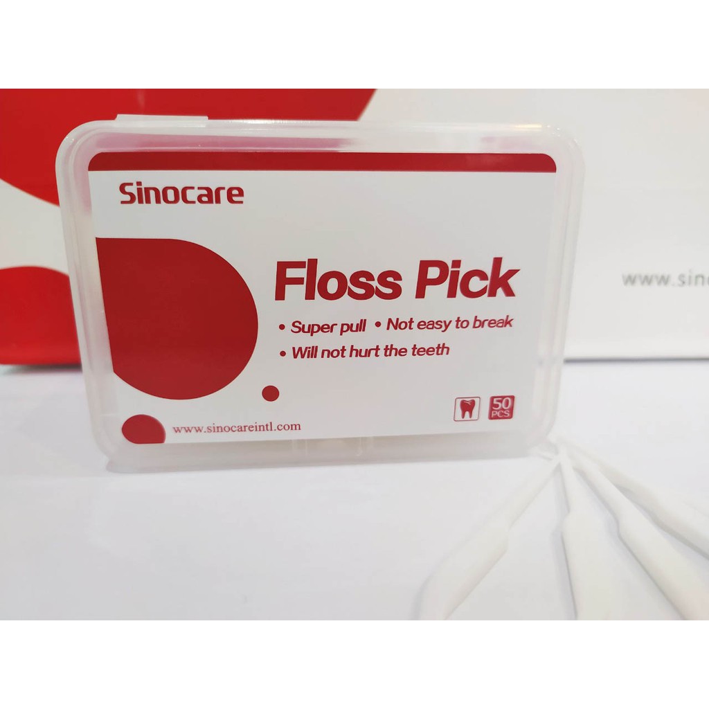 Hộp Tăm Chỉ Kẽ Răng Sinocare Floss Pick (Hộp 50 Cây)