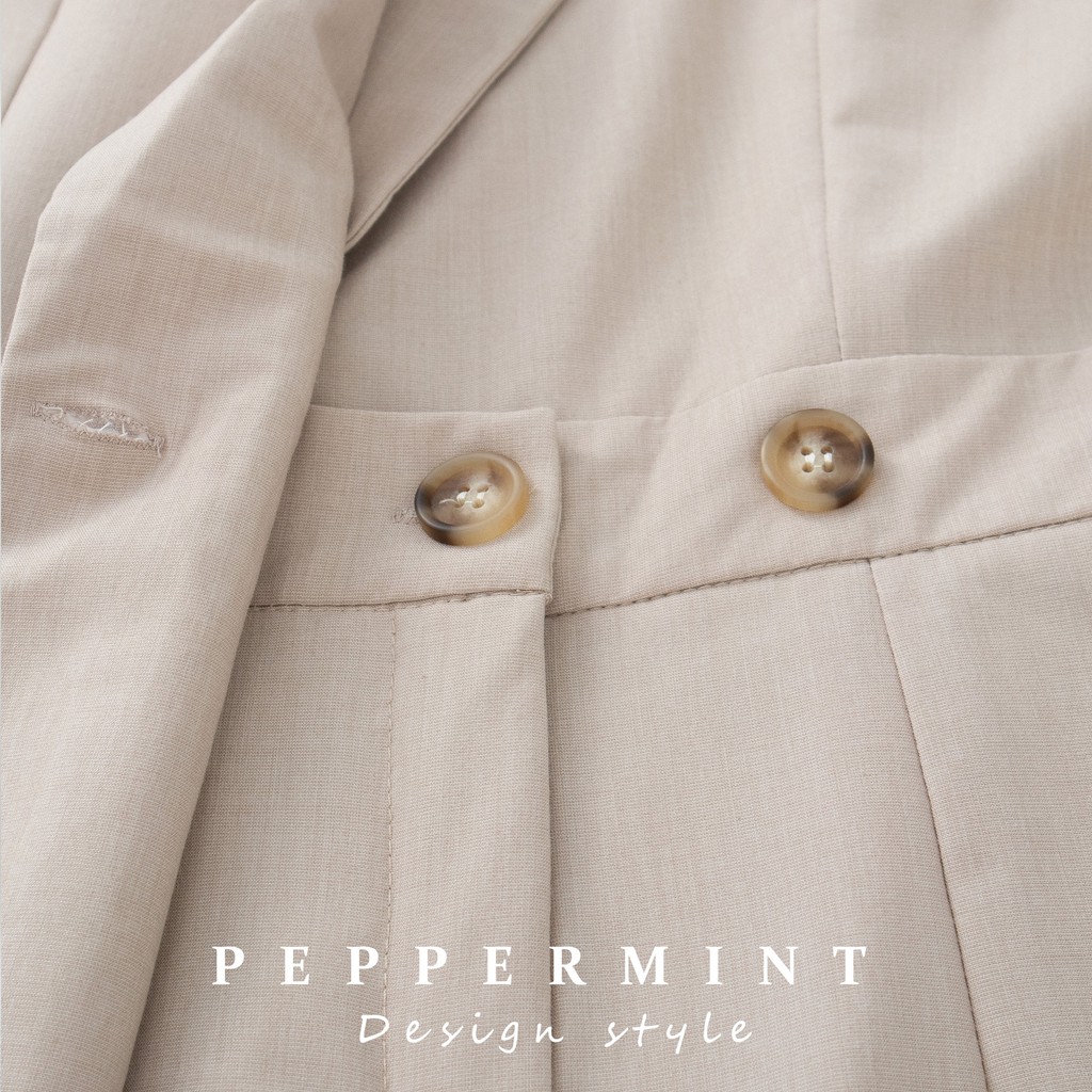 Áo liền quần peppermint 35713 tay ngắn cổ V màu trơn phong cách thanh lịch dành cho nữ