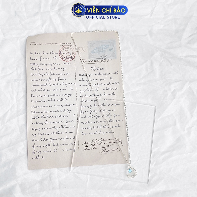 Dây chuyền bạc nữ mặt trăng khuyết đính đá chất liệu nữ bạc 925 thời trang phụ kiện trang sức nữ Viễn Chí Bảo D400338