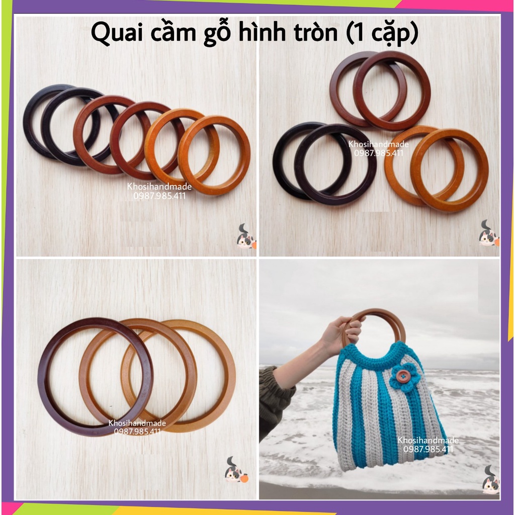 Quai cầm gỗ hình tròn nhiều size (1 cặp)