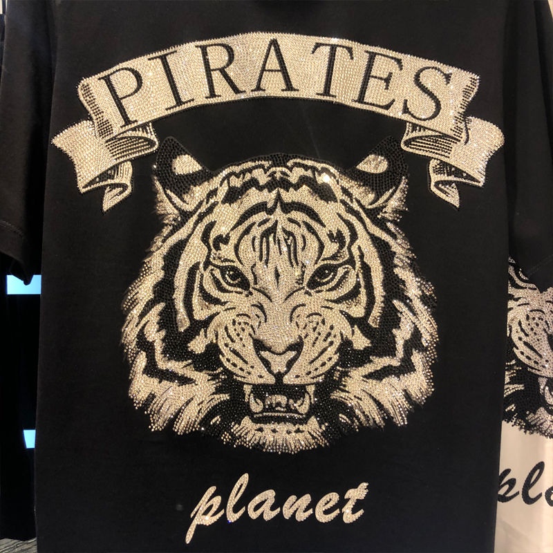 Áo Thun Nam Dáng Rộng In Hình Đầu Hổ Thời Trang Sang Trọng