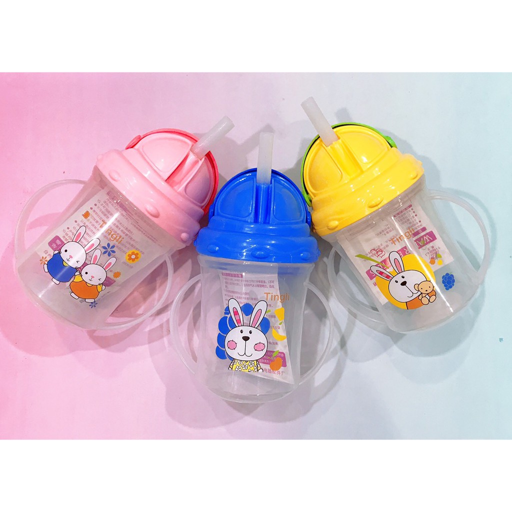 Bình nước nhựa kèm ống hút BNP2 bình nước 200ml bình nước cute bình sữa trẻ em dễ thương