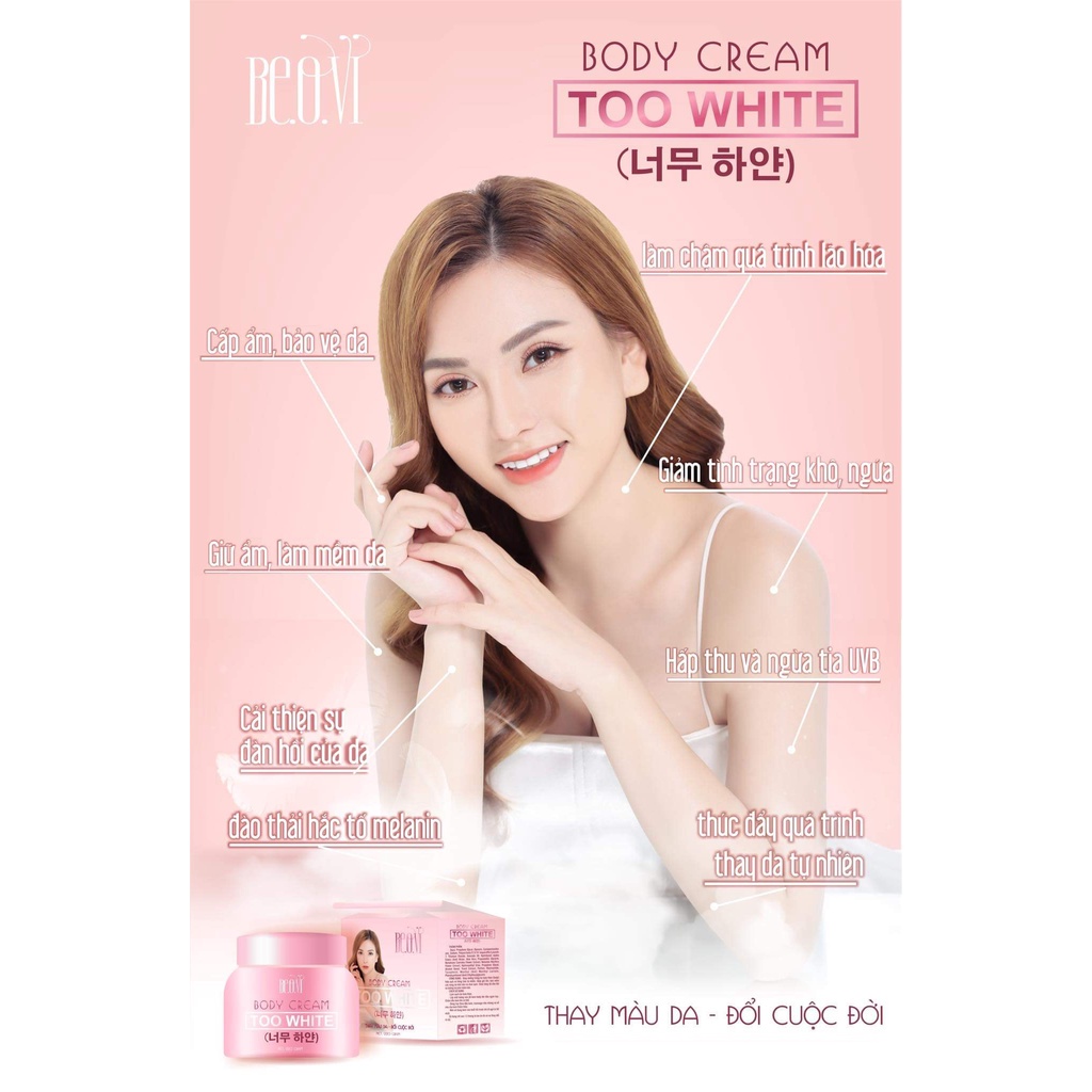 Kem body Thu Thủy dưỡng trắng da toàn thân cấp tốc TOO WHITE 220g