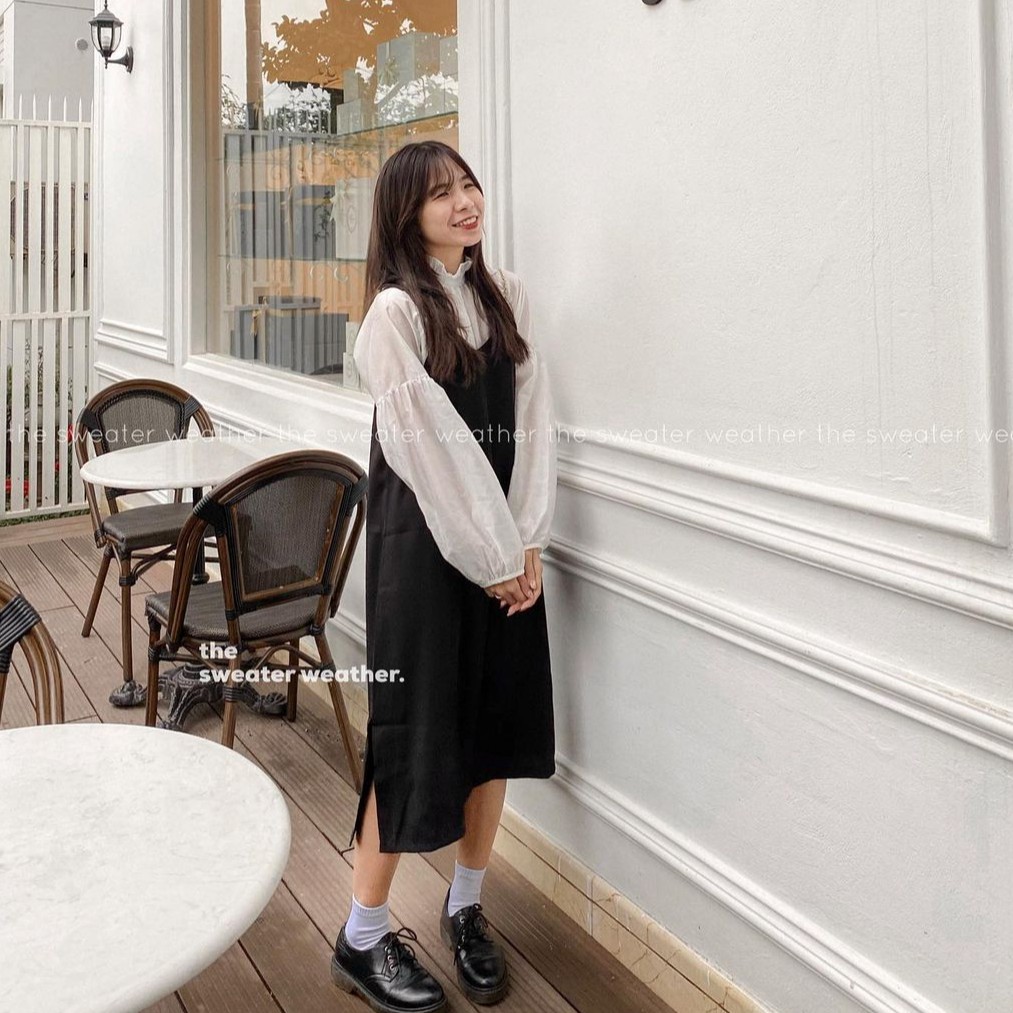 Váy 2 dây, đầm xuông - chất đũi lụa trơn basic nữ | BigBuy360 - bigbuy360.vn