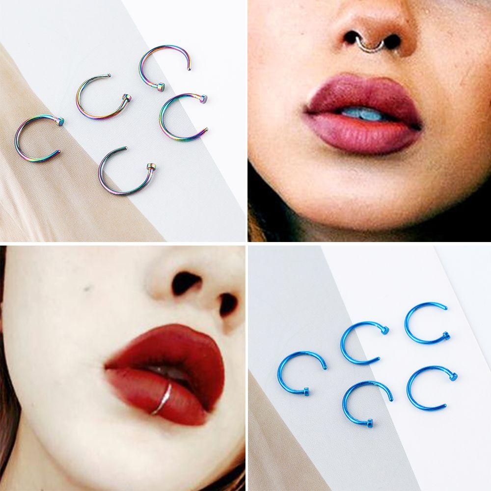 1 Khuyên Xỏ Cơ Thể Không Xỏ Bằng Thép Không Gỉ Thời Trang 5 Cái