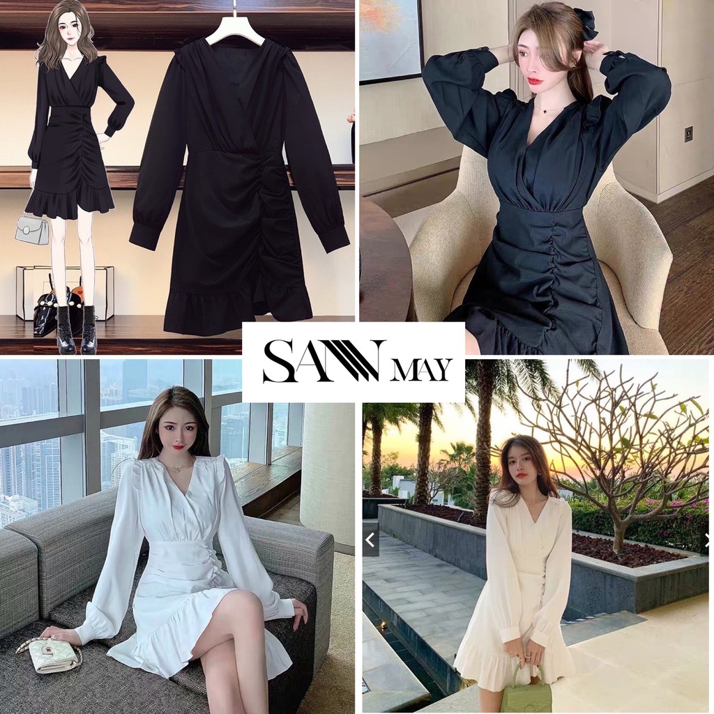 Đầm Bigsize (64-83kg) Váy Big Size Lớn Công Sở Dự Tiệc Sang Trọng SANJOLI Trẻ Trung Vải Thun, 2 Màu Trắng Đen VD016