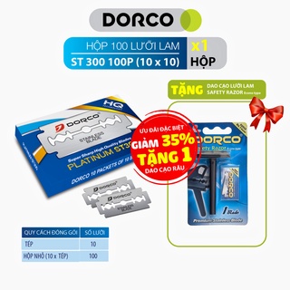 Hộp 100 lưỡi lam dorco st 300 tặng 1 dao cạo lưỡi lam dorco safety econo type