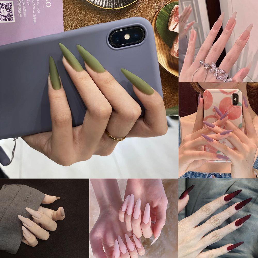 Hộp 24 Móng Tay Giả Che Phủ Toàn Diện Đính Nơ Xinh Xắn