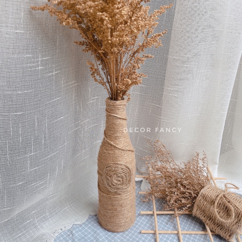 Lọ hoa quấn thừng handmade, Bình hoa trang trí nhà sáng tạo phong cách vintage - Decor Fancy