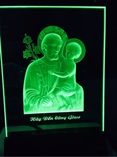 Tranh điện công giáo đèn LED : Thánh Giuse Bế Chúa , nhiều kích thước