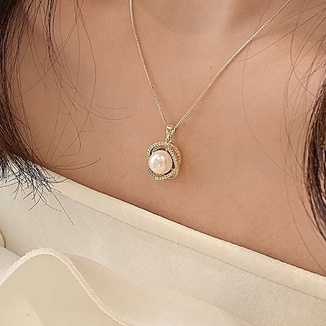 Vòng Cổ Choker Bằng Thép Titan Đính Ngọc Trai Thời Trang Hàn Quốc Cho Nữ