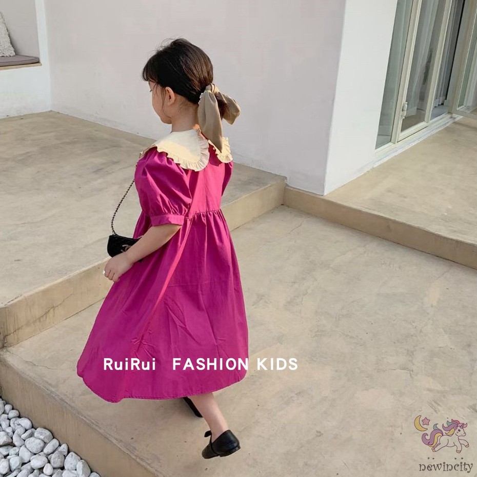 Đầm Tay Ngắn Kiểu Hàn Quốc Thiết Kế Xinh Xắn Cho Bé Gái