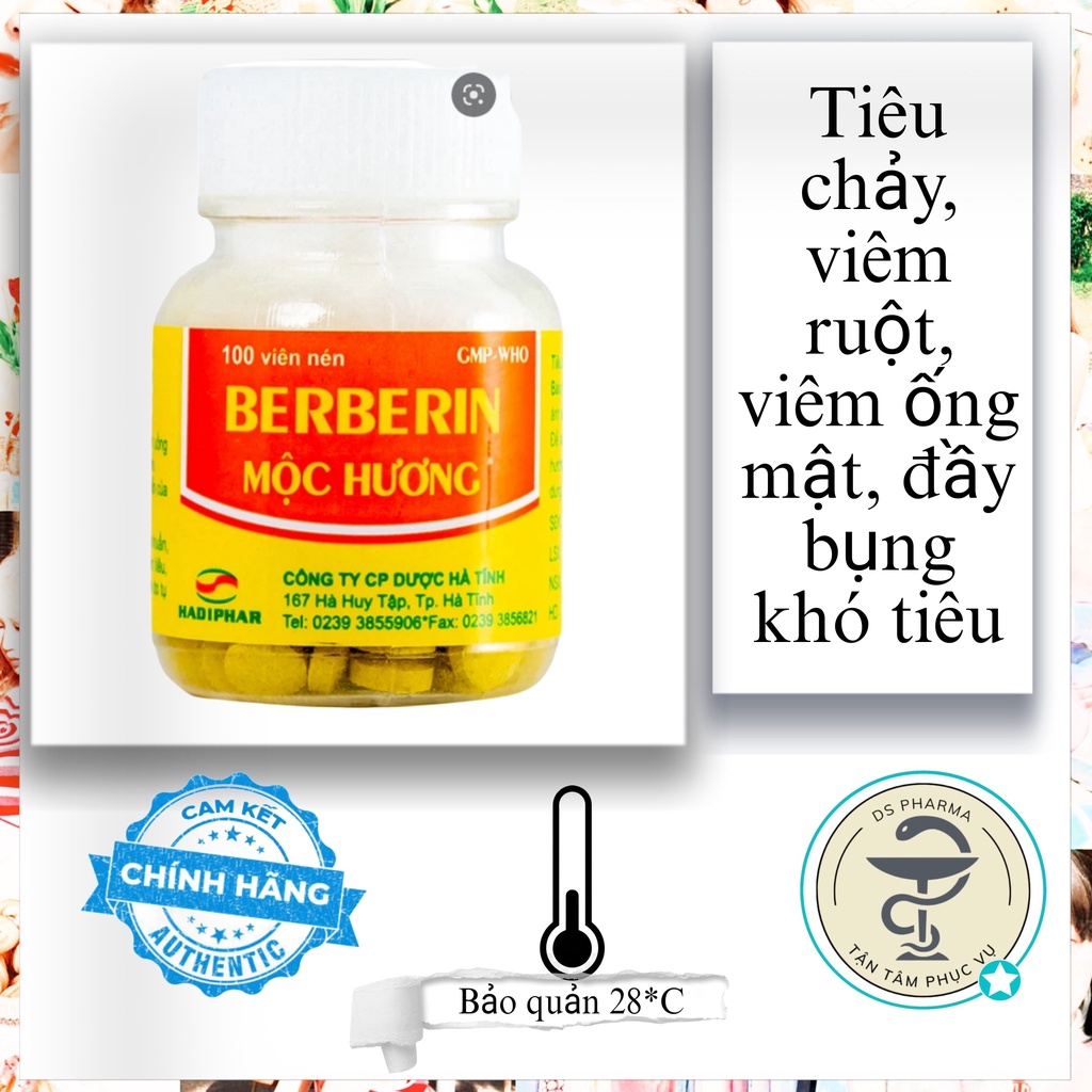 BERBERIN MỘC HƯƠNG Lọ 100 viên