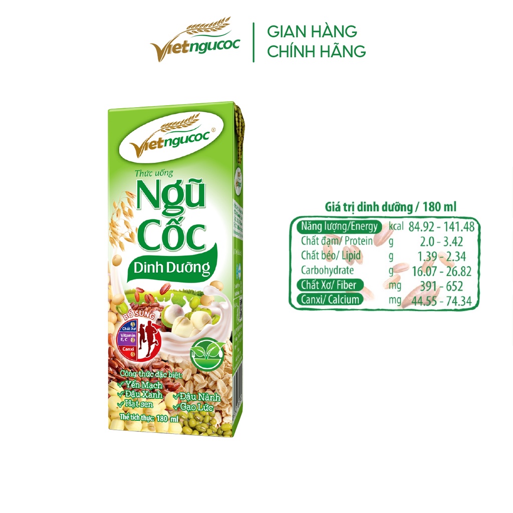 Thùng 40 hộp sữa Ngũ cốc dinh dưỡng Việt Ngũ Cốc 180ml/hộp