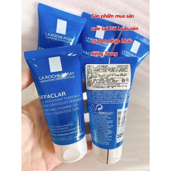 [50ml] Sữa Rửa Mặt Cho Da Dầu Mụn, Nhạy Cảm - La Roche - Posay Effaclar Purifying Foaming Gel Cleanser