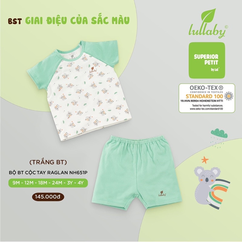 Bộ quần áo bé trai cộc tay raglan Petit Lullaby [NH651P]