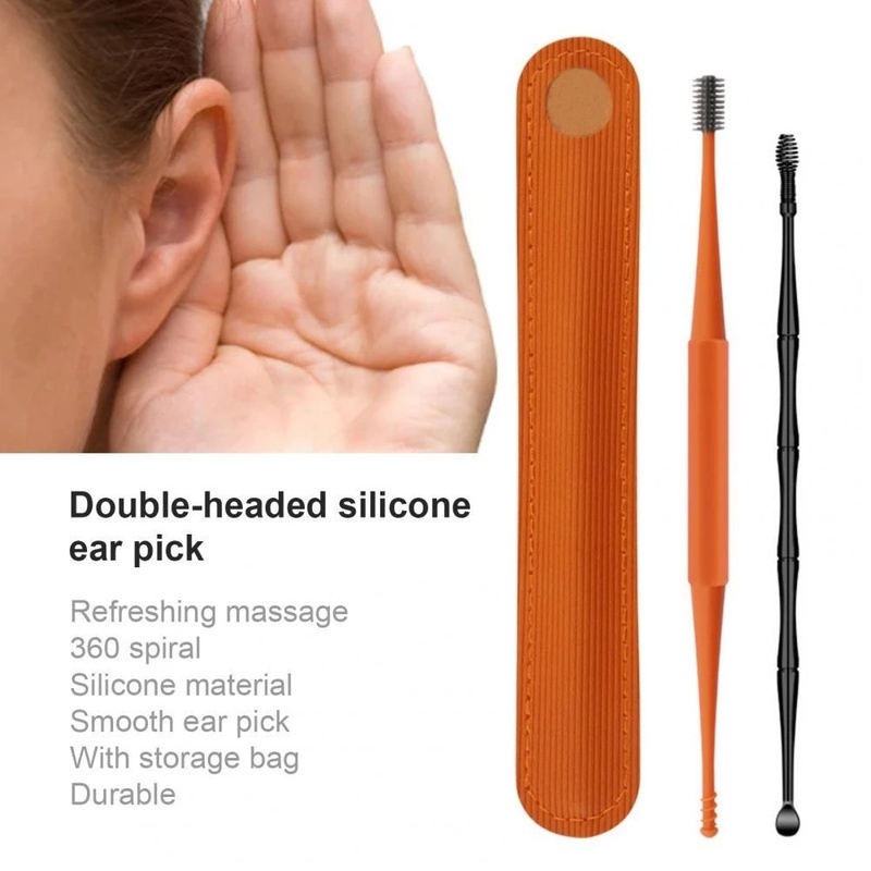360° Bộ Dụng Cụ Lấy Ráy Tai Bằng Silicone Thiết Kế Hai Đầu Tiện Dụng