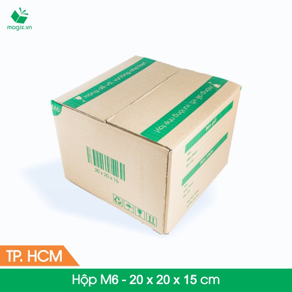 M6 - 20x20x15 cm - 60 Thùng hộp carton + tặng 25 decal HÀNG DỄ VỠ