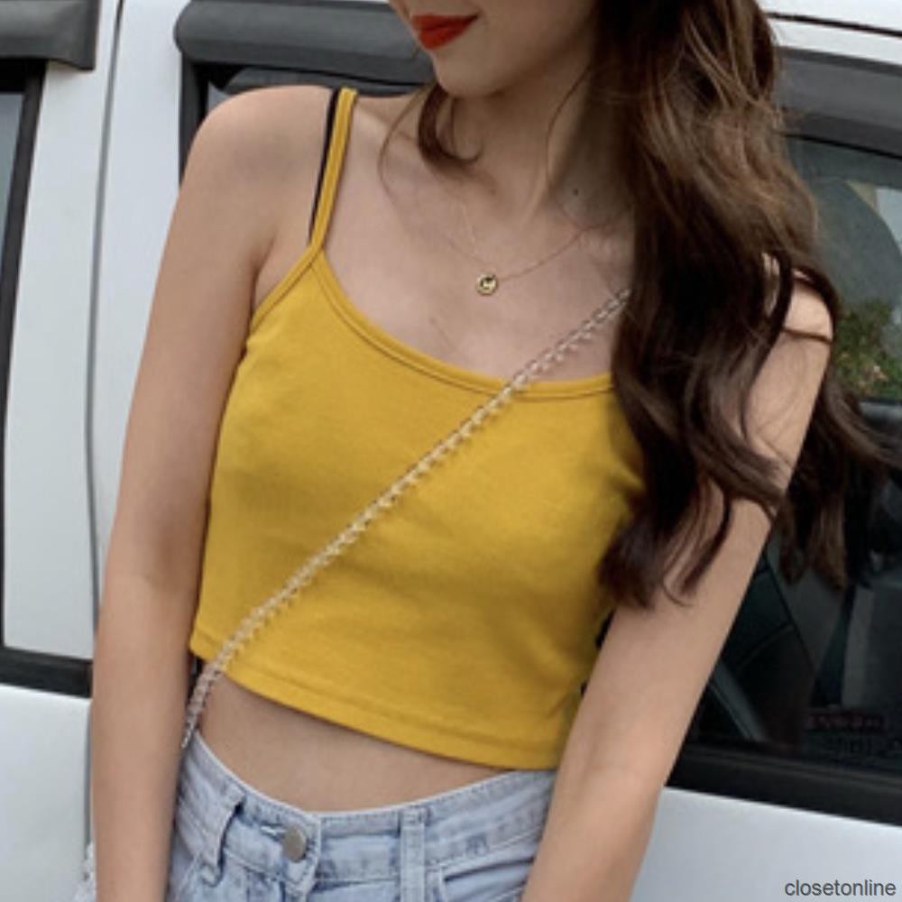 Áo Hai Dây Ngắn Màu Sắc Đơn Giản Chất Liệu Cotton Thời Trang Mùa Hè Cho Nữ | BigBuy360 - bigbuy360.vn