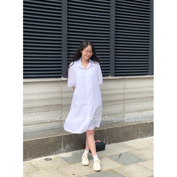 Đầm sơ mi trắng