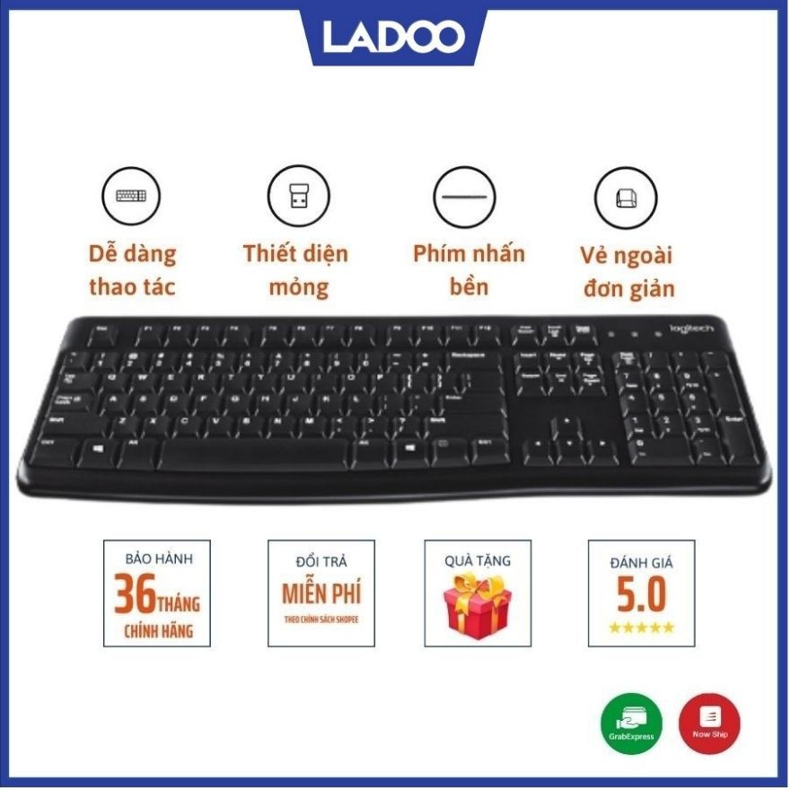 Bàn phím máy tính có dây Logitech K120 - CHỐNG NƯỚC - Bảo hành 36 tháng chính hãng