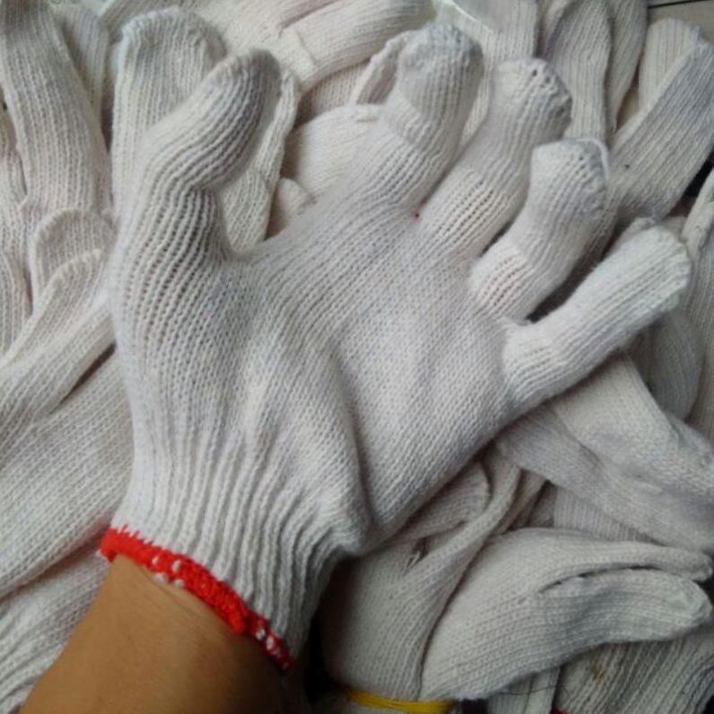 Găng tay sợi vải lao động màu trắng bao tất tay sợi mút